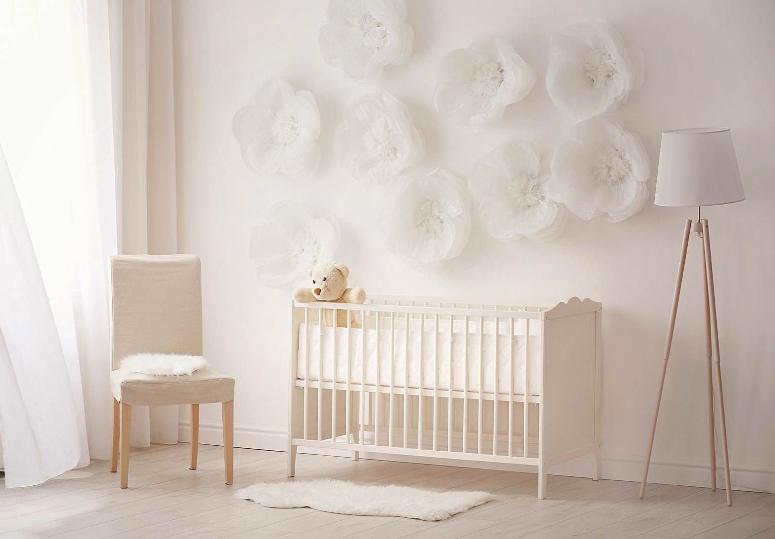 Interior of Baby Room with Crib and Bedding